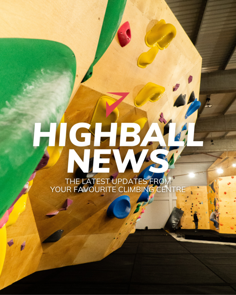 Header image with the words, "Highball News: The latest updates from your favourite climbing centre"